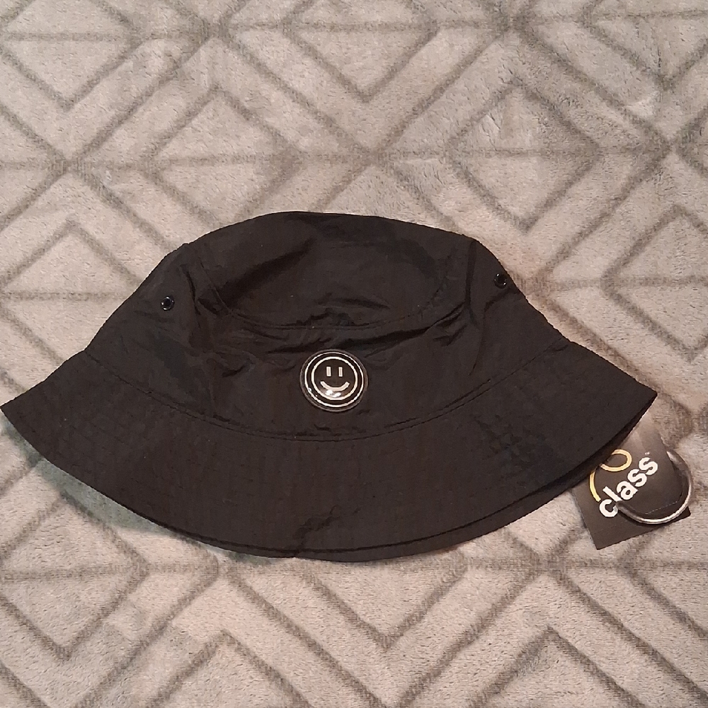 Target Black Bucket Hat with Smiley Patch